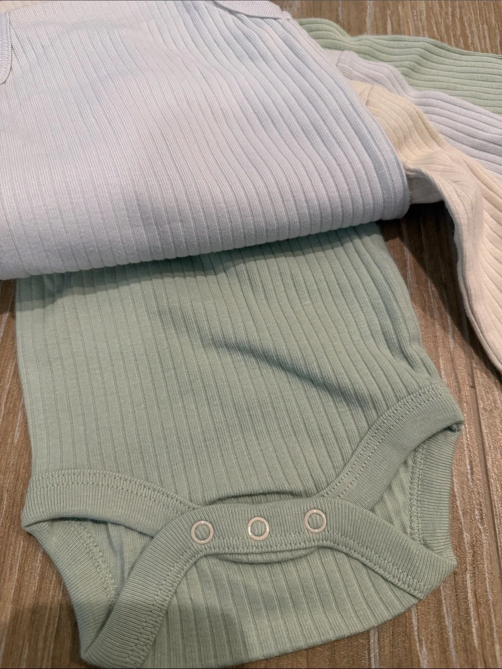 Cloud Island Neutral Ribbed Long-Sleeve One-Piece Bodysuit - 3 Pack